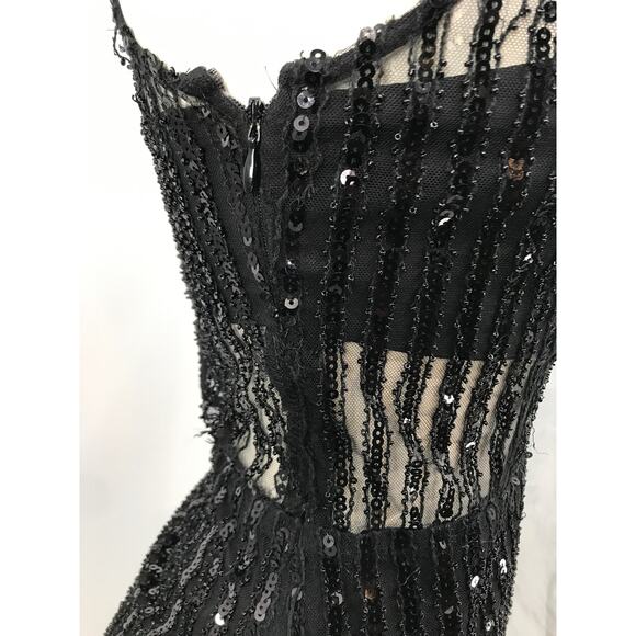 Lovers + Friends Nina Black Sequins Asymmetrical Gown Party Dress XS - Picture 14 of 16